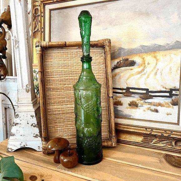 unknown Other - Vintage 21" GREEN Glass Apothecary Decanter Large Stopper PLEASE DO NOT BUNDLE